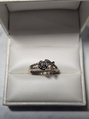 18k Gold Filled Floral Rose Twist Sterling Silver Ring Size 9